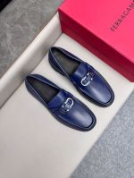 Ferragamo Blue calfskin Leather Shoes-Ferragamo Man Business Leather Shoes